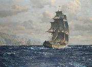 Michael Zeno Diemer frigate off the coast near Rio de Janeiro USA oil painting artist
